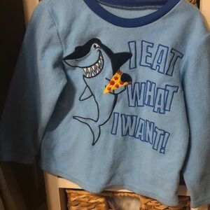 Blue Shark Graphic Sweatshirt with Ribbed Collar